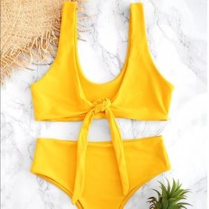High waist yellow bikini zaful